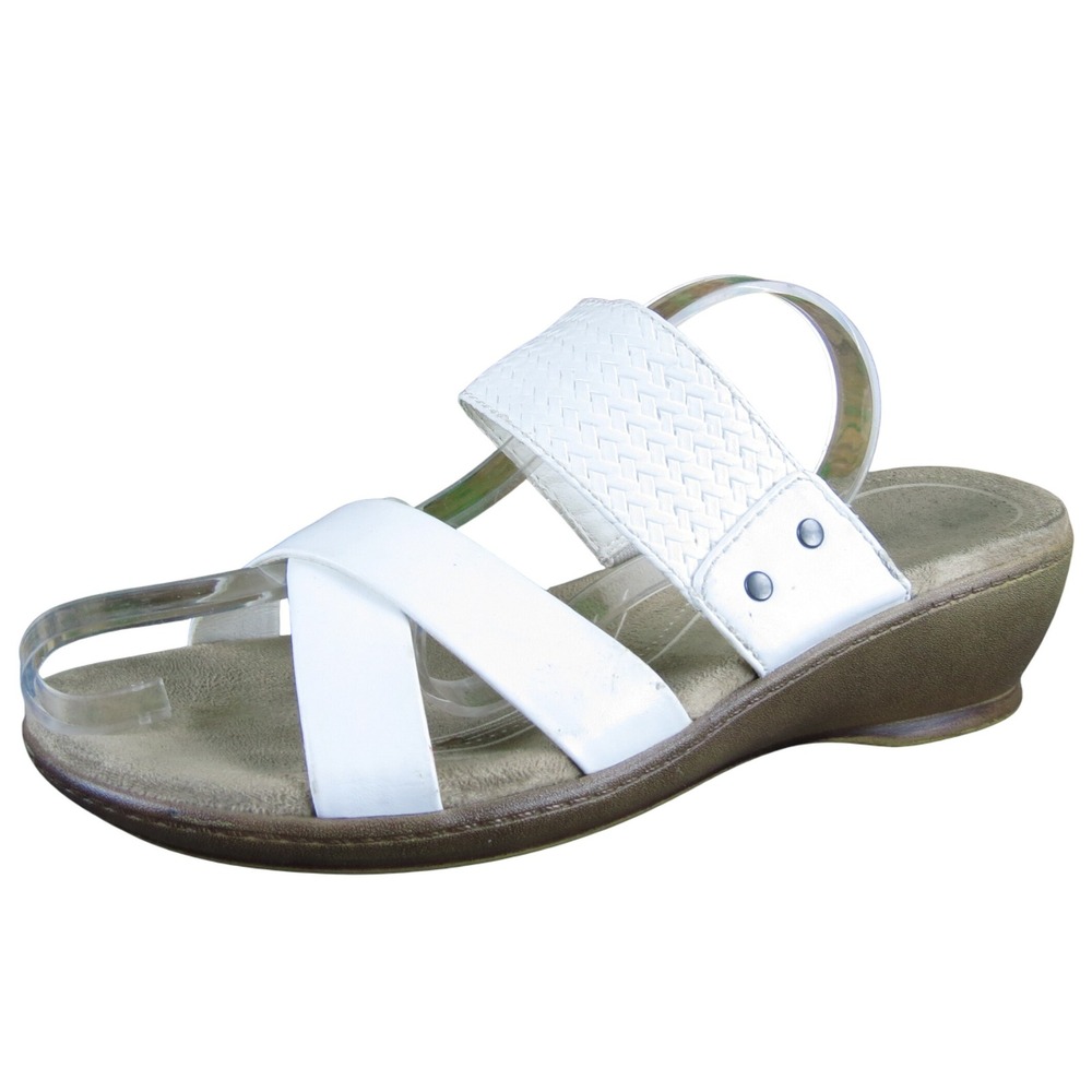 Kim Rogers Naddy Women's 6.5 White Synthetic Wedge Heel Sandals Comfort Slip-On
